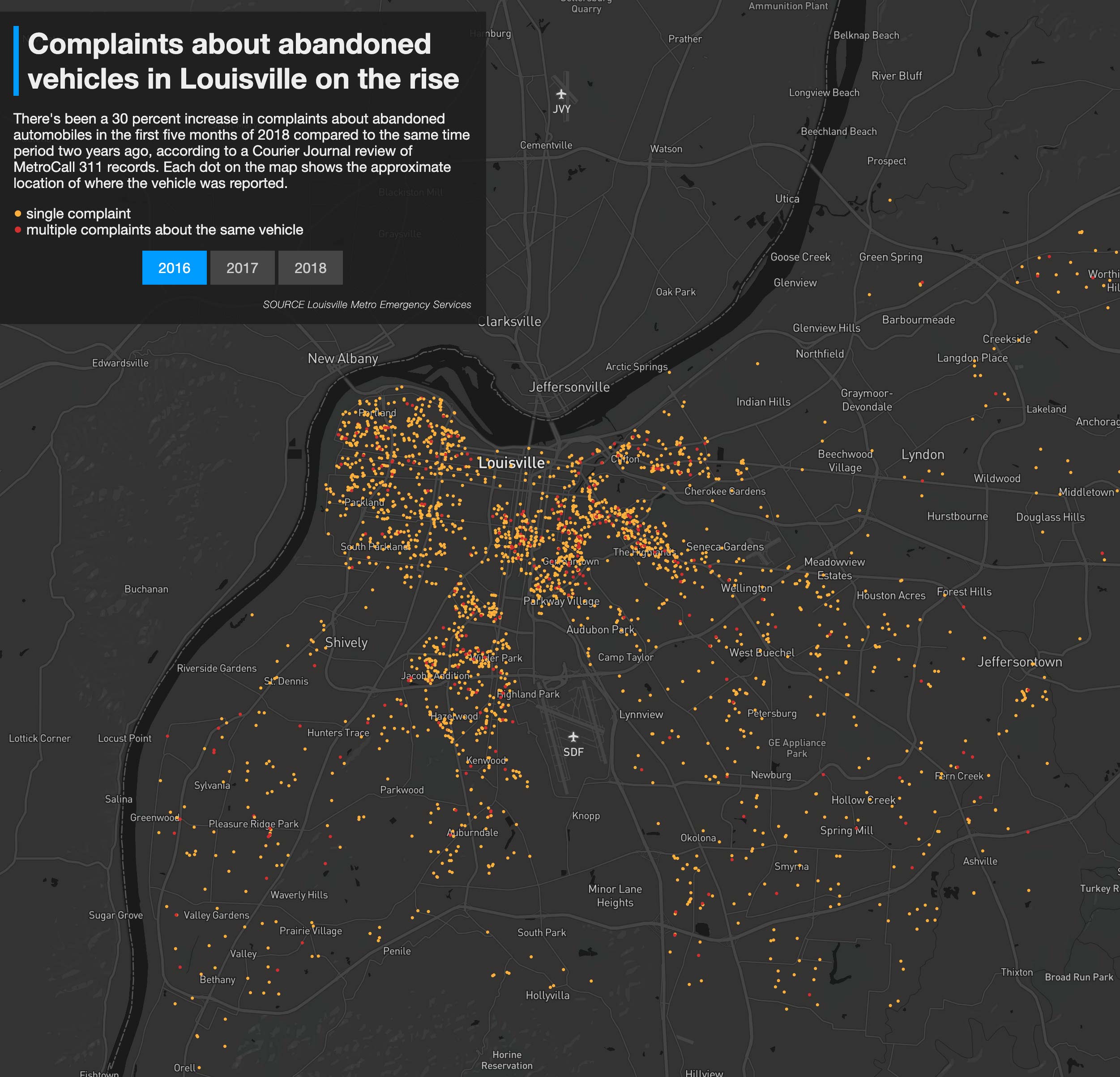 Abandoned Vehicle Complaints Map 1