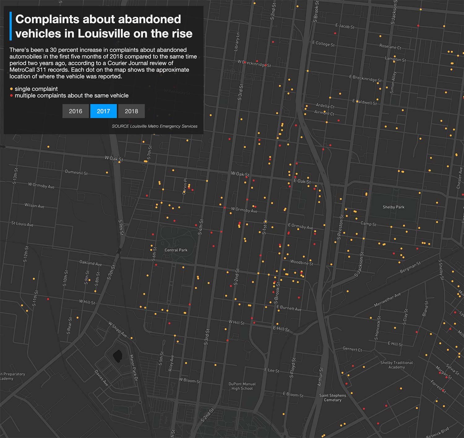 Abandoned Vehicle Complaints Map 2