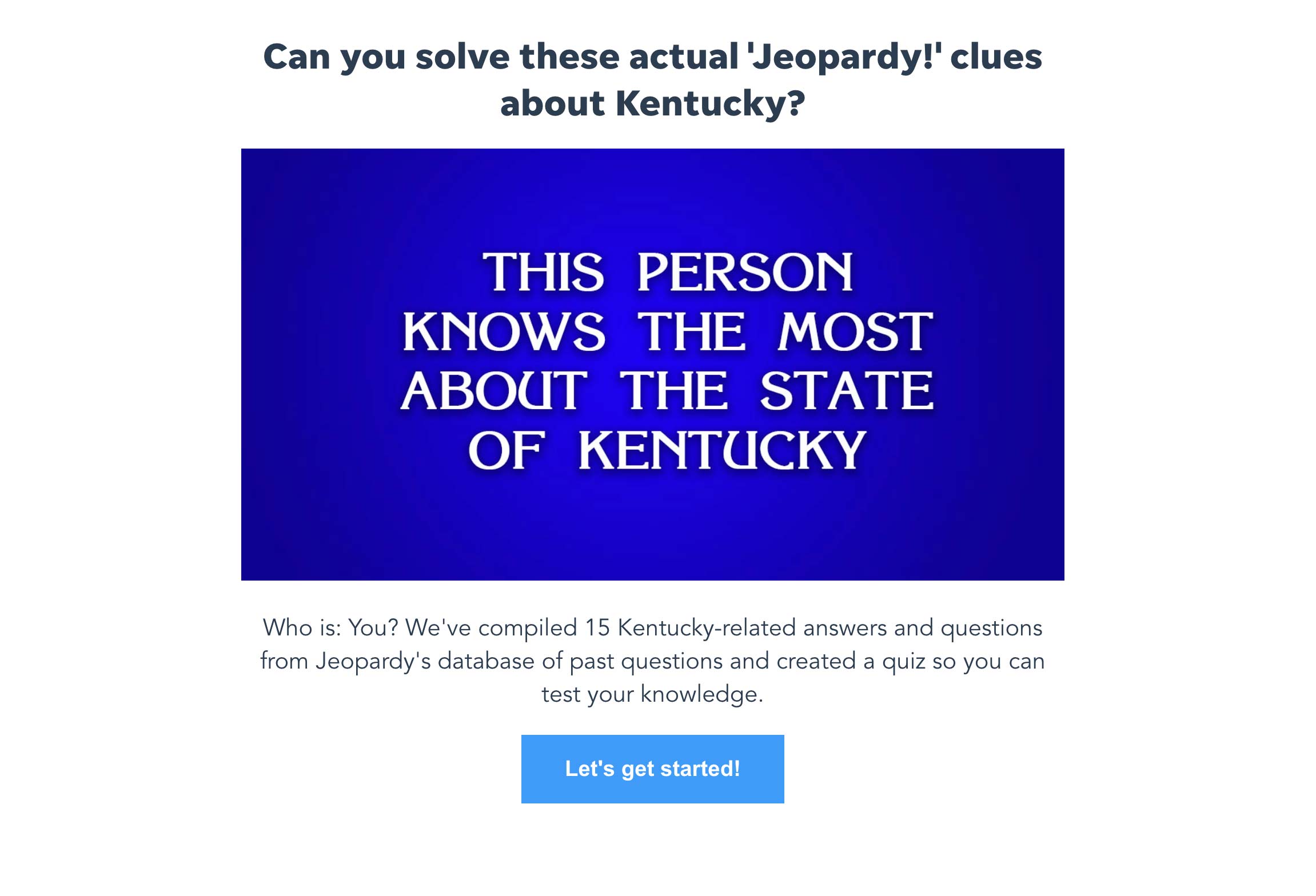 Kentucky Jeopardy Quiz 1